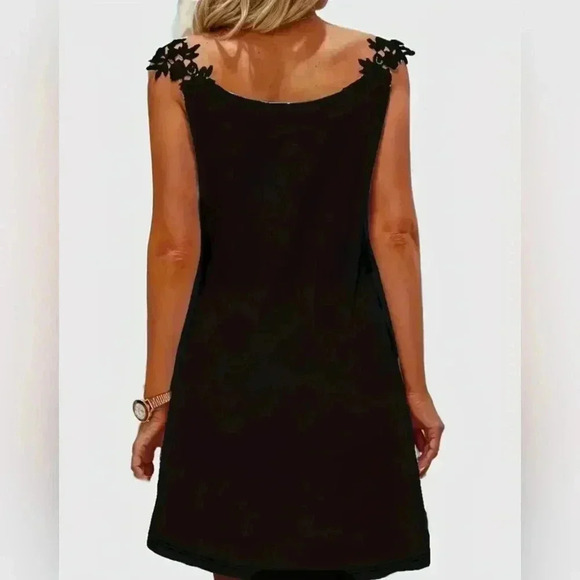 Solid Black Lace Spliced Cami Dress XL - Picture 2 of 5